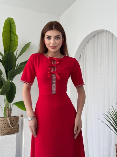 Wera Taşlı Fiyonk Detaylı Elbise resmi